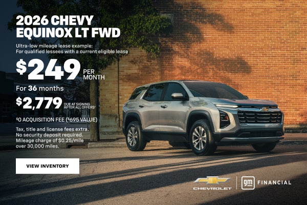 2026 Chevy Equinox LT FWD. Ultra-low mileage lease example for qualified lessees with a current e...